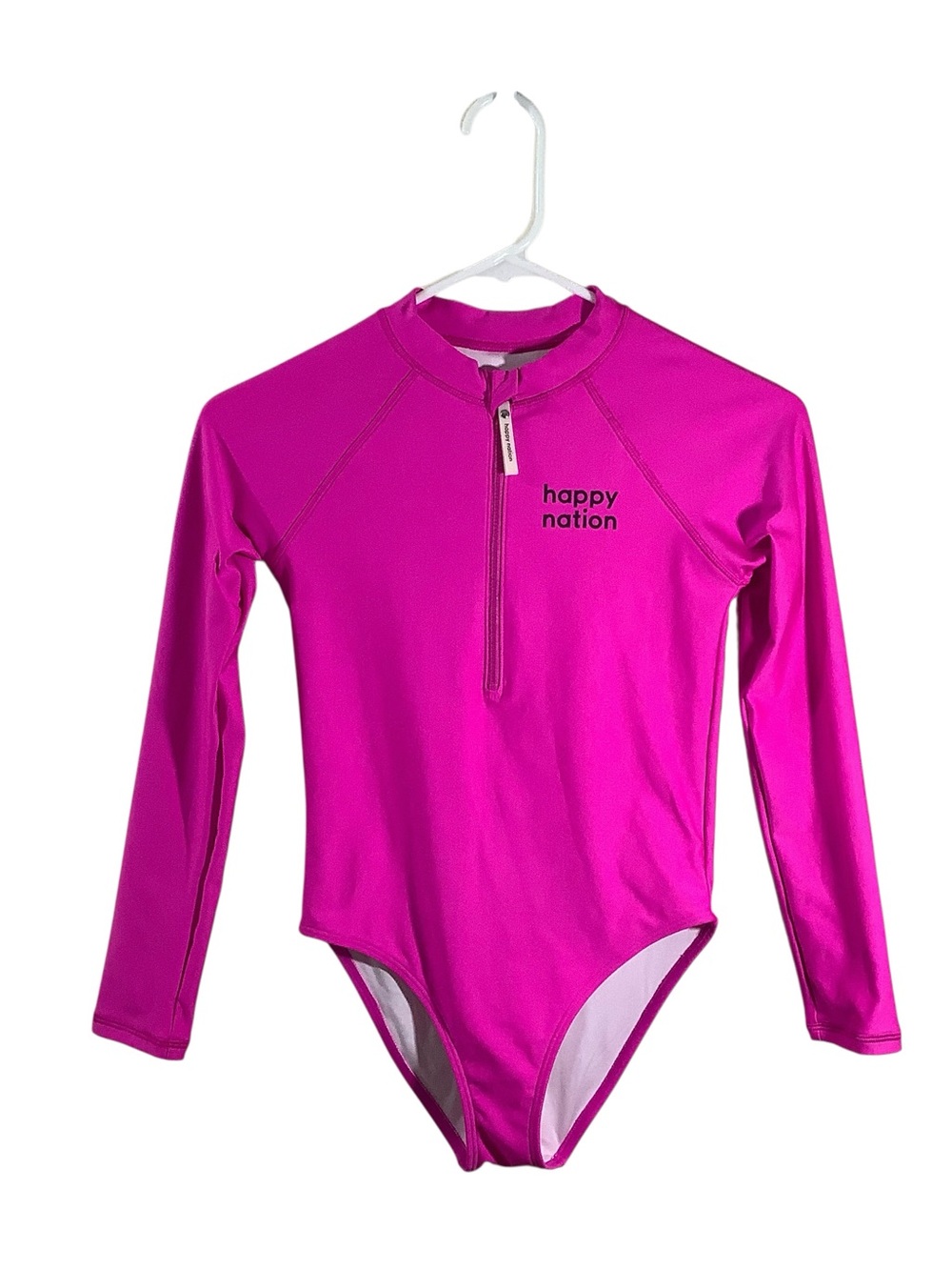 Happy Nation Simsuit Fir Tweens Long-Sleeve Pink One-Piece Rash Guard